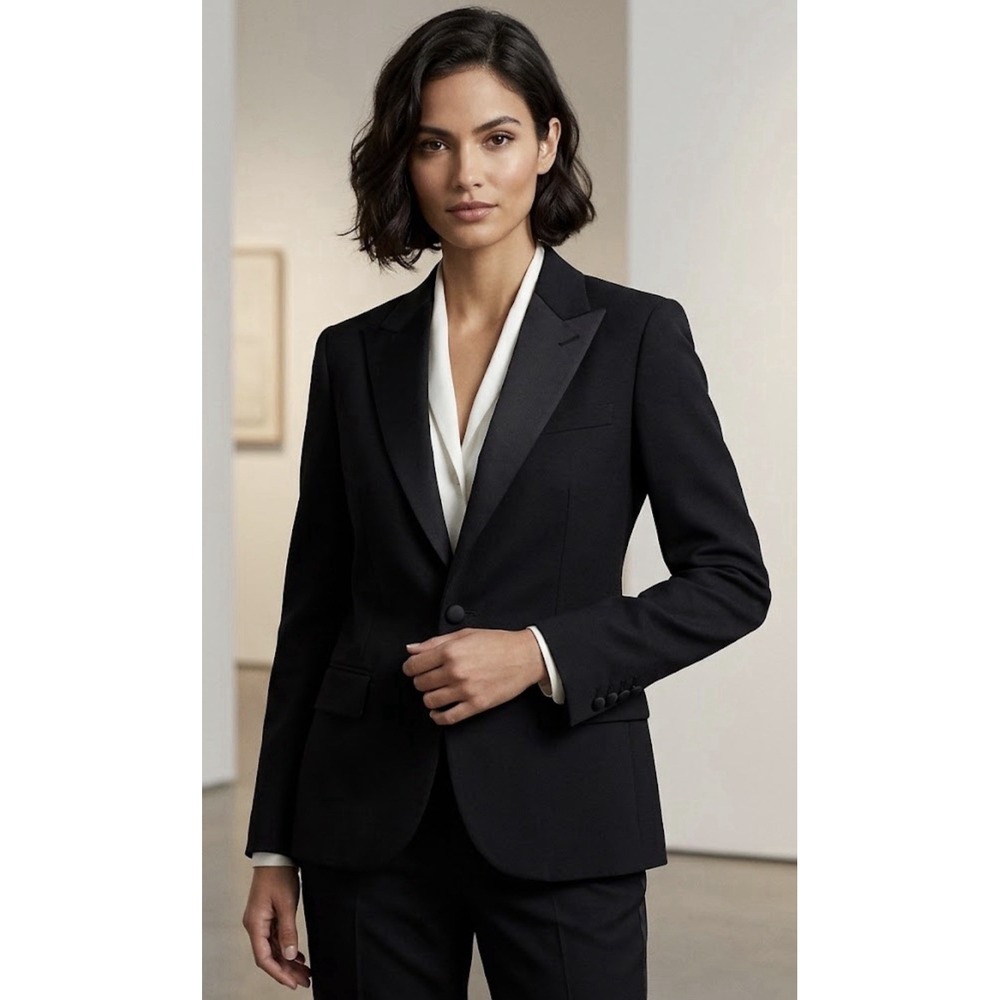 Polo Ralph Lauren Black Women's Tuxedo Blazer Size 10 MSRP $598 Wool